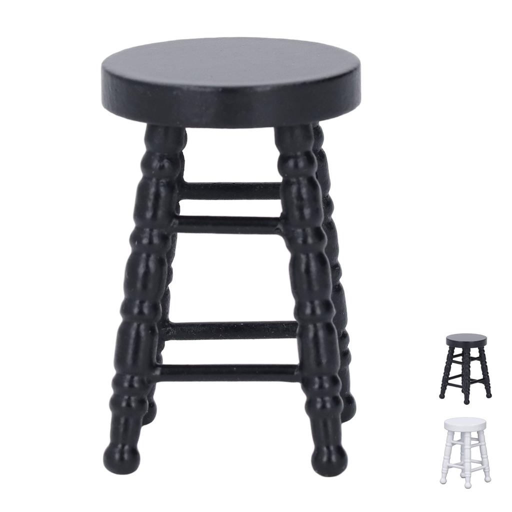 1:12 Scale Dollhouse Stool Chair Wooden Handcrafted Scene Ornament Model Miniature Round Stool Chair