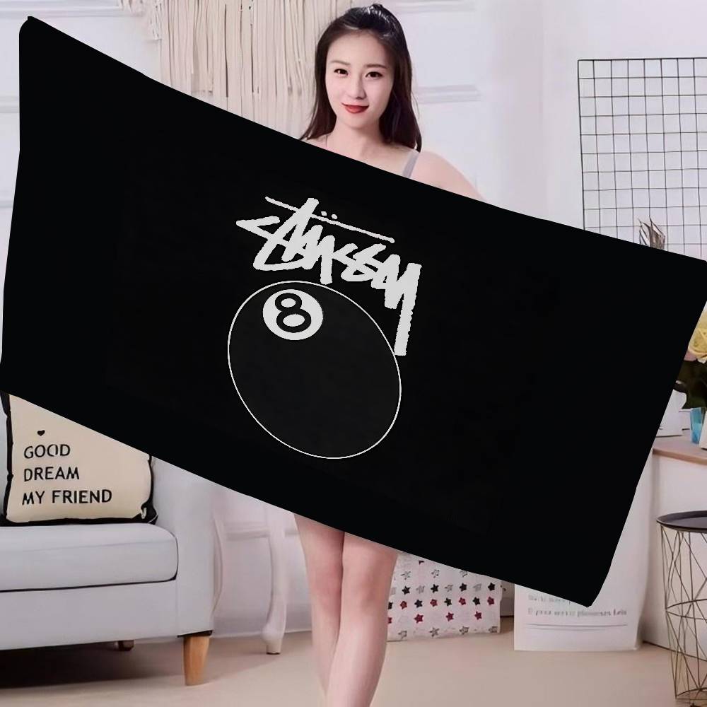Black And White S-StussyS Anime Beach Swimming Towel Soft Absorbent Washcloth Children's Gifts for Kids Travel Camping Gym