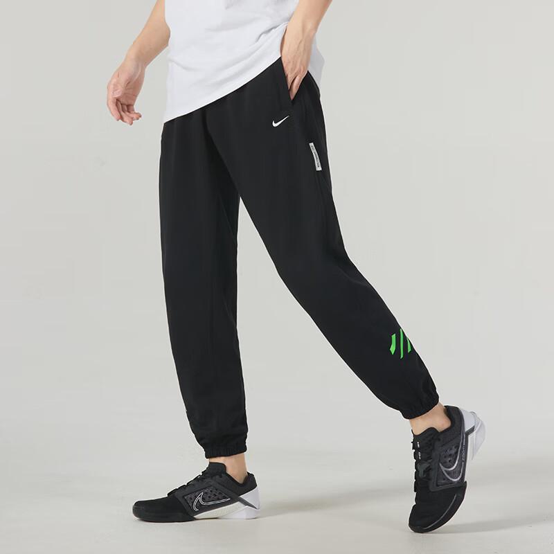 Nike Side Letter Print Running Fitness Training Casual Knit Sports Pants Men Bottoms Black FV4028-010