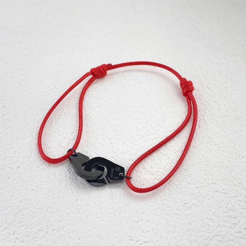Adjustable Red Wax Rope Bracelet - Non-Fading Handcuff Style for Men and Women