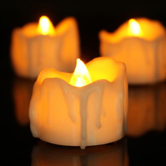 12 Pcs LED Flameless Tea Light Candles Flickering Electric Fake Candles Battery Operated LED Tea Lights with Warm Light