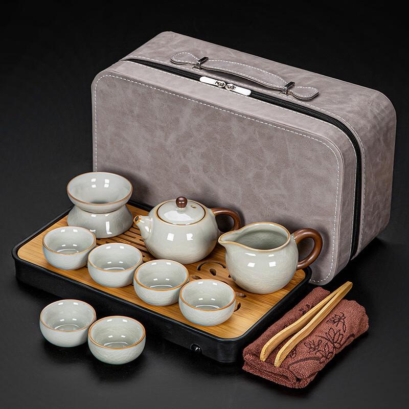 Ming Zhan Xuan Beige Ru Kiln Travel Gongfu Tea Set
