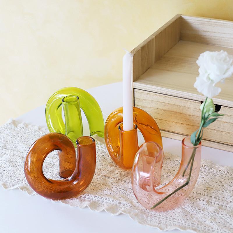 1PC Vase Home Decor Candle Holder European Glass Candle Holder Wedding Decoration Multiple Options Available