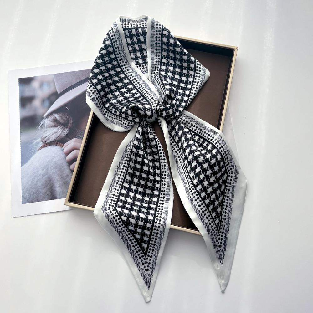 Scarf Women Dot Print Long Silk Feeling Bag Tie Neck Skinny Scarves Female Foulard Hairband Print Lady Neckerchief Ribbon
