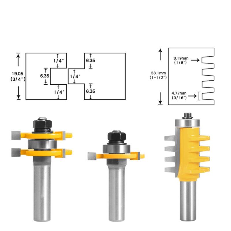 Professional Router Bit Set 1/2 1/4 Shank High Impact Strength Carbide Alloy Tenon Material Milling Tool for Woodworking
