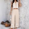 Women's Casual Vacation Pomichi Geometric Contrast Pants Set