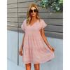 Women's Fashion Summer Spring Flower Pattern Print Short Sleeve V-Neck Loose Waistline Casual Dresses