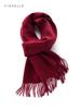 Wine red pure 100% wool scarf for women's thin warm shawl winter solid color claret lady scarves luxury gifts
