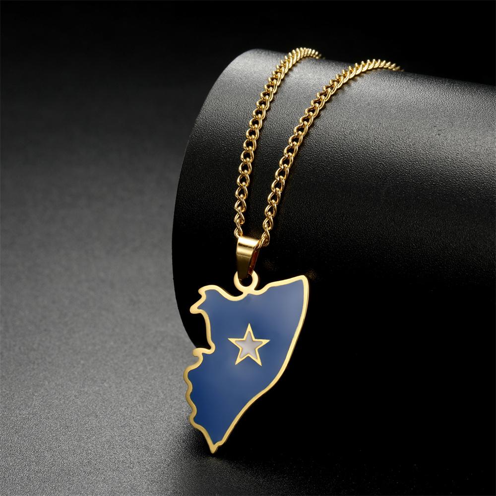Jeshayuan Africa Grande Somalia Mappa Bandiera Ciondolo Collana Donna Acciaio Inossidabile Collana Uomo Somaliland Smalto Paese Gioielli