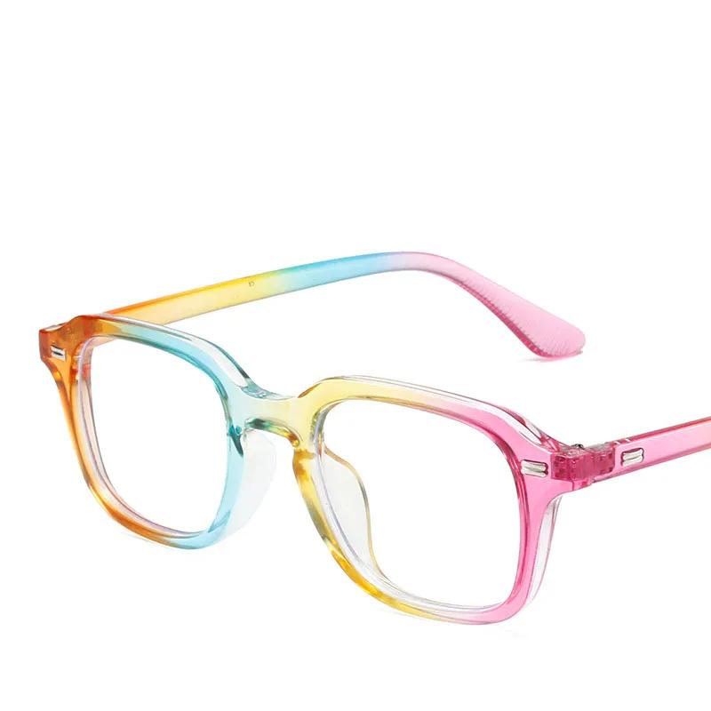New Anti Blue Light Vintage Square Glasses ladies For Men Luxury  Designer Myopia Prescription Rainbow Eyewear Optical Frame