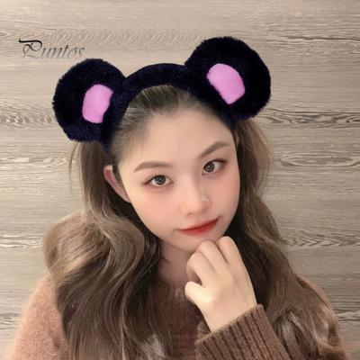 Cerchietto per capelli con orecchie da orso per bambina, decorazione per capelli in peluche, per lavare il viso, per Halloween e cosplay