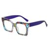 2024 Bunte Muster Großer Rahmen Blaulichtfilter Brille, Europäischer & Amerikanischer Street Style, Gesichtsschlankmachende Brillengestelle
