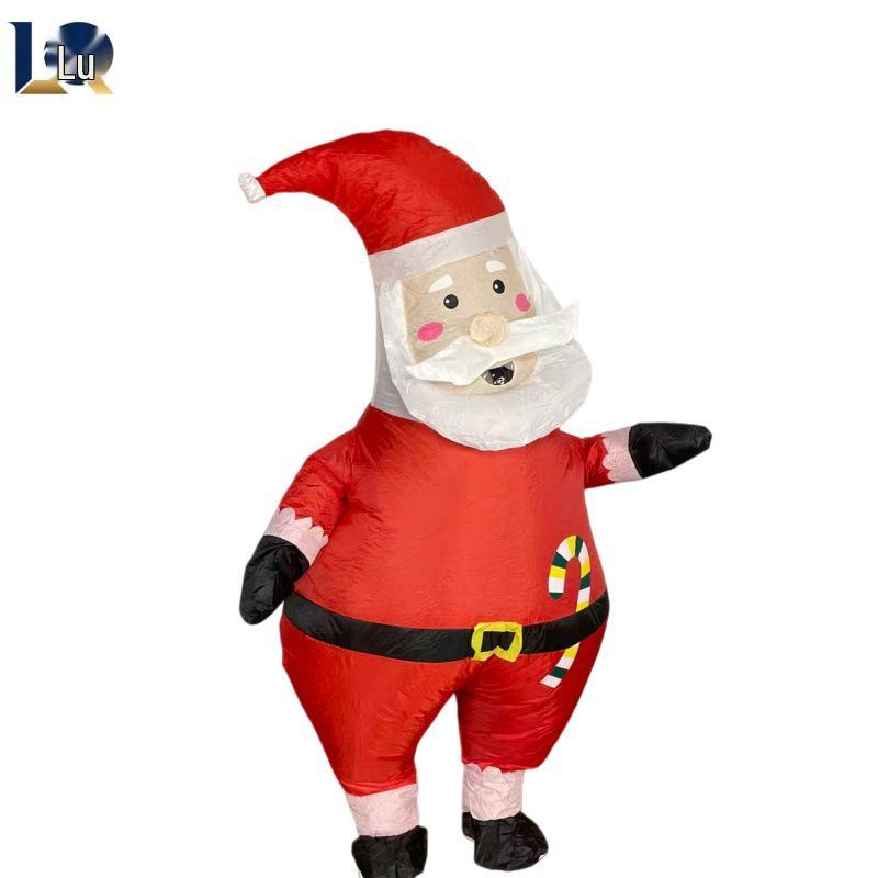 Inflatable Christmas Reindeer Riding Dinosaur Costume - Funny Holiday Party Santa Claus Hug