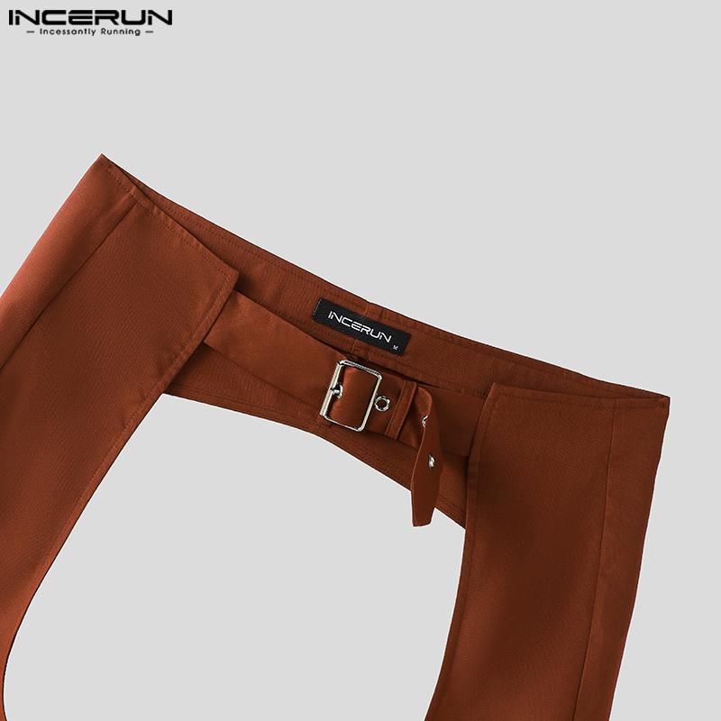 INCERUN Men Belt Waist Crotch Cutout Party Long Pants Trousers