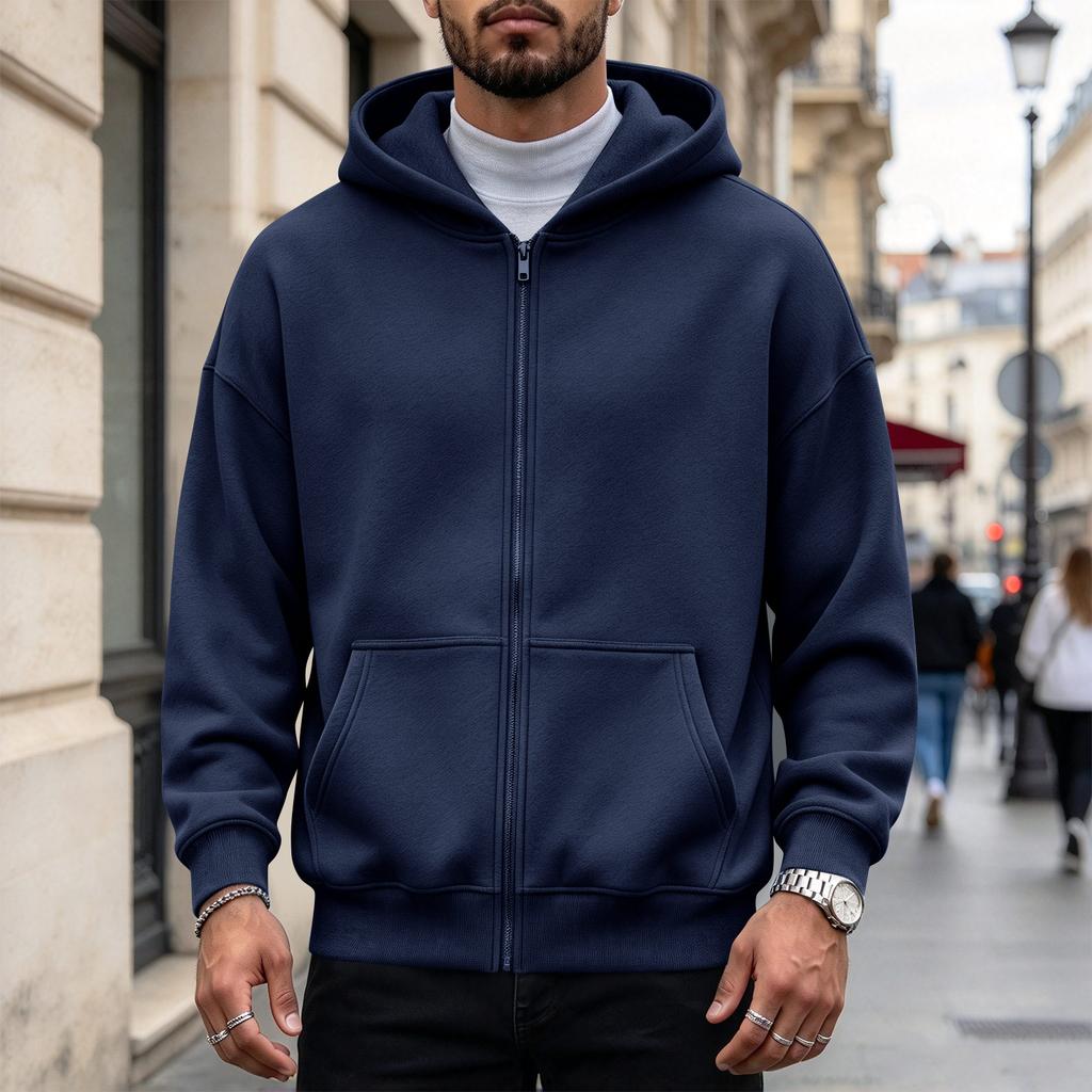 Unisex Hooded Cardigan Sweatshirt Jacket for Fall and Winter Casual Wear