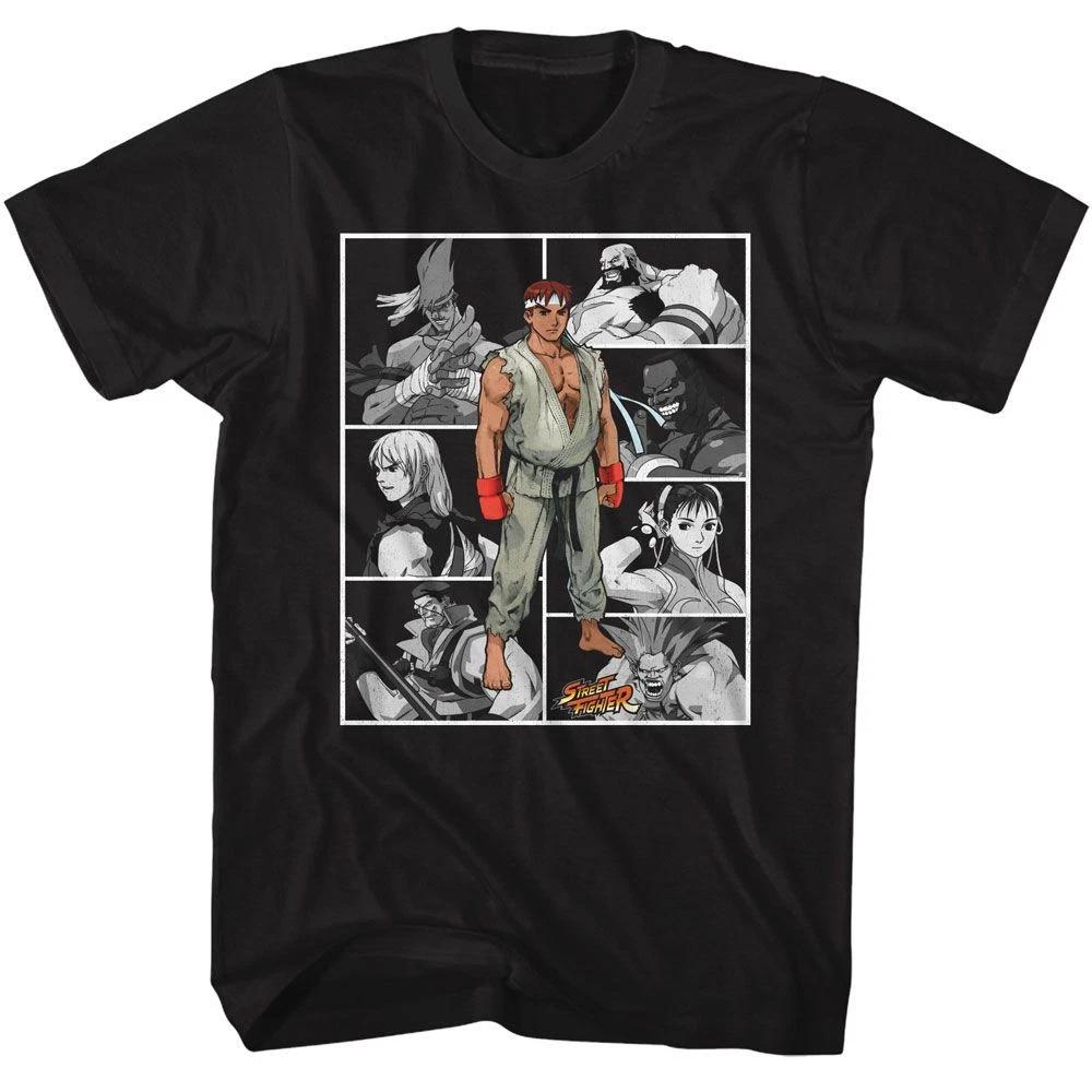 Street Fighter Fighters In Boxes Black Gaming Shirt 130