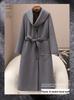 Women's Spring 2026 Cashmere Double-Faced Wool Coat with Warm Scarf Collar