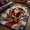 Tapete do Pai Natal VIKAMA3D Macio e Antiderrapante Sala de Estar Tapete para Sofá Quarto Tapete para Sala de Jogos Feliz Natal Decoração de Casa