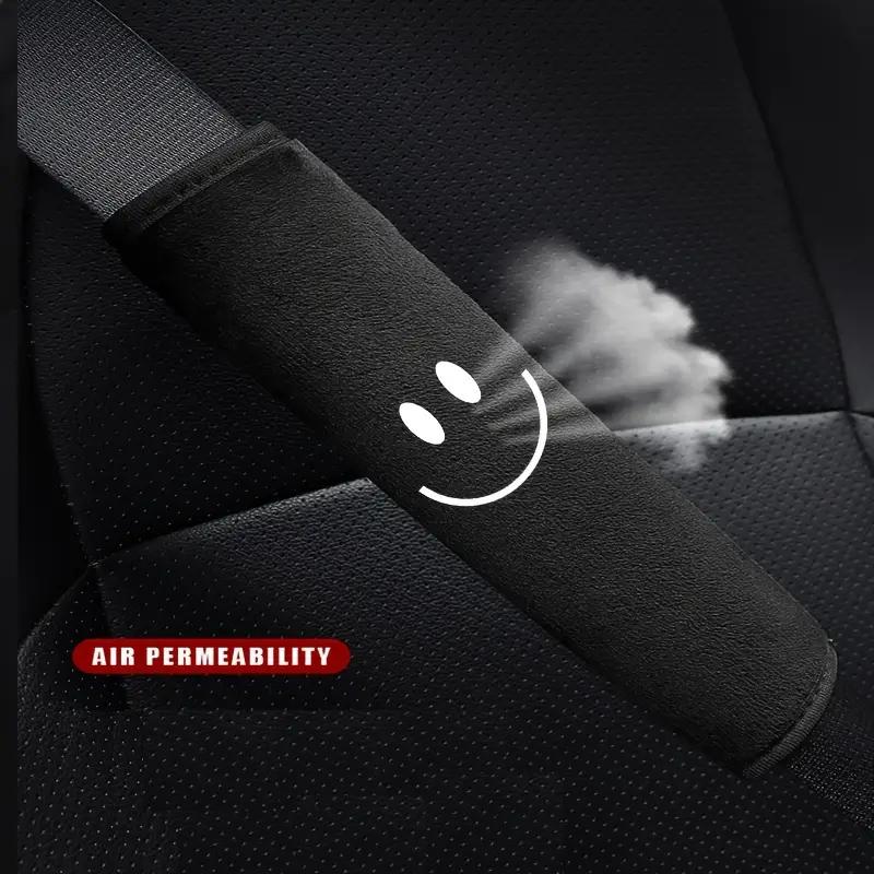 2PCS Car Seat Belt Shoulder Cover with Smiling Face Pattern Soft and Comfortable Seat Belt Cover Interior Supplies