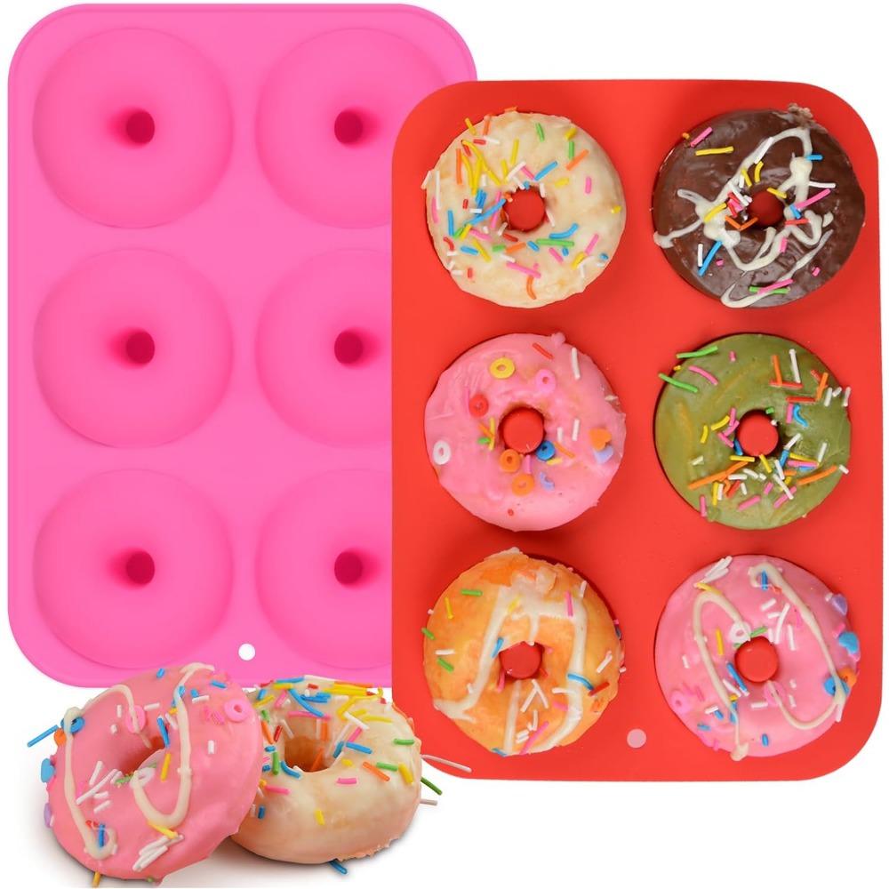 6 Holes Silicone Donut Mold Bagel Pan Non Stick Baking Heat Resistance Mini Cupcake Mould Doughnut Maker Pan Baking Tool