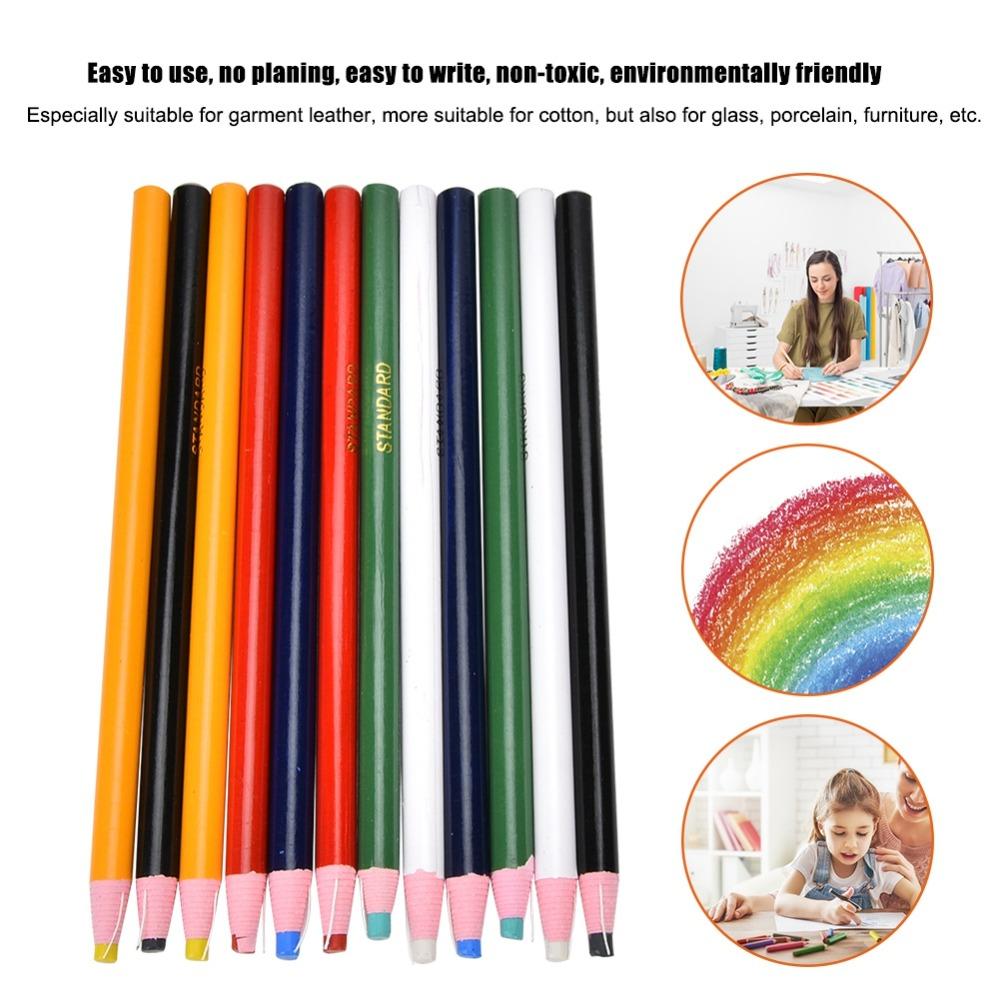 12pcs 6 Colors Fabric Marking Pencil Peel-Off Erasable Pen Versatile Sewing Crayons For Sewing