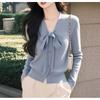Bow-knitted Cardigan, Spring and Autumn Temperament Wear, Thin Coat, Good-looking Top