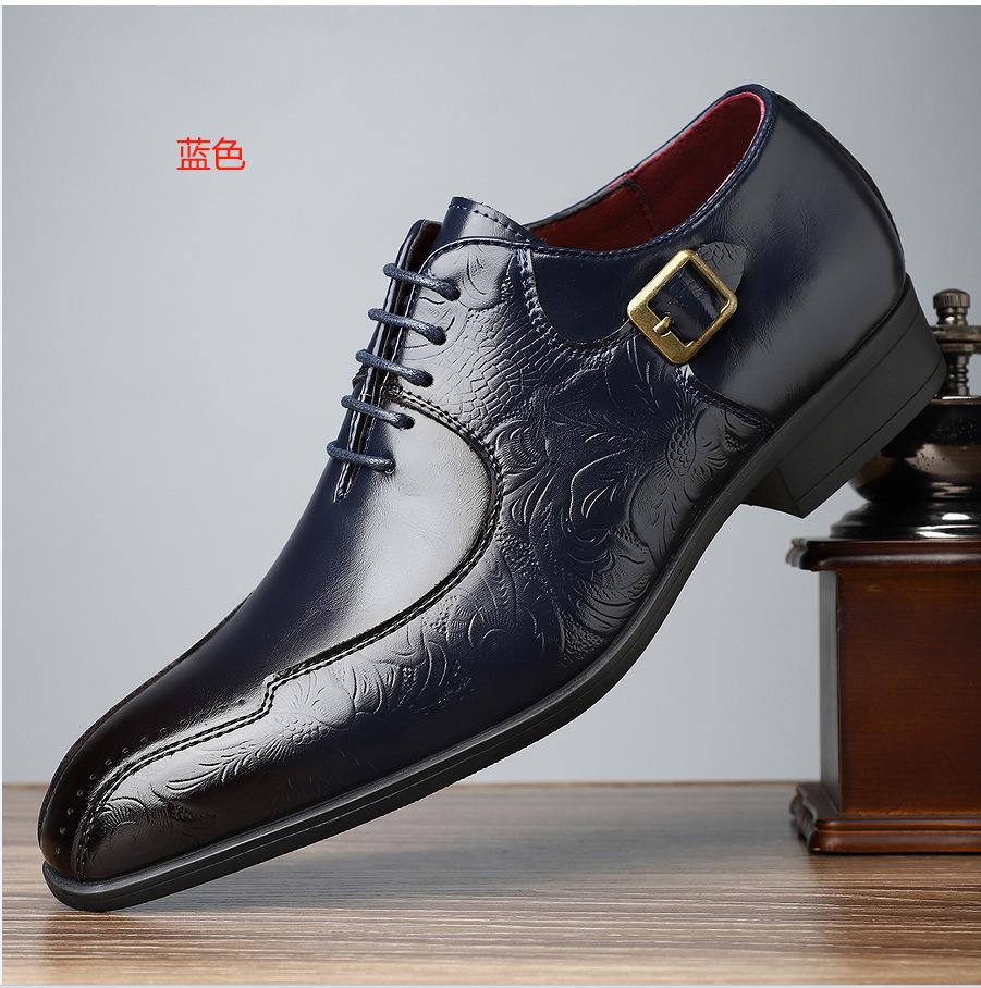 

Новое деловое платье мужская обувь британский стиль универсальные остроносые кожаные туфли модные повседневные однотонные туфли для ног 39 синий