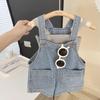 Trendy Summer Denim Overall Outfit For Girls With Stylish Sleeveless Design And Comfortable Cotton Fabric