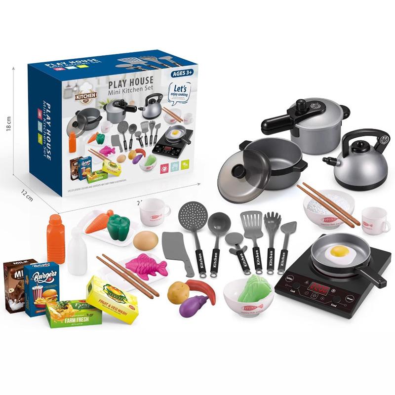 44PCS Simulation Mini Kitchen Toy Set Children s Play House Induction Cooker Home Appliance Series Toys Educational Toys Gifts серебряный