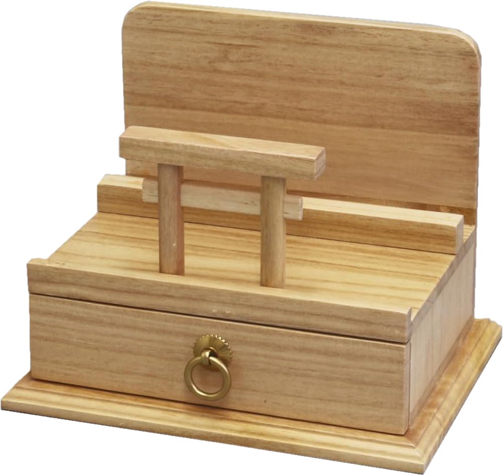 

OSMAC Shrine Stand with Torii for Goshuin Shinto Memorial Study 27cm x 20cm x Made of Natural Paulownia (OSMAC) Gate, (temple/shrine stamps), Altar,