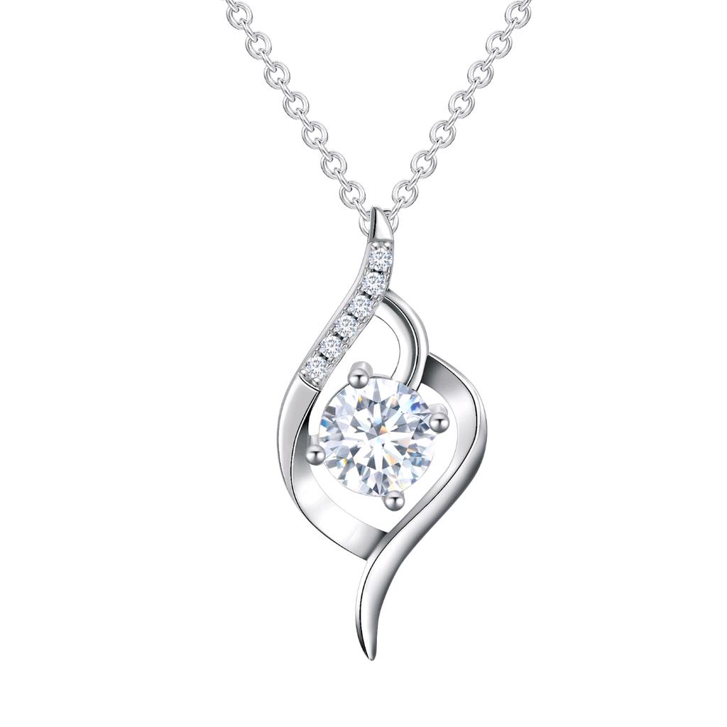 Hot Selling Stylish S925 Silver Rhodium-Plated Waterdrop Shape Pendant Necklace Zircon Trendy for Weddings Parties for Gift