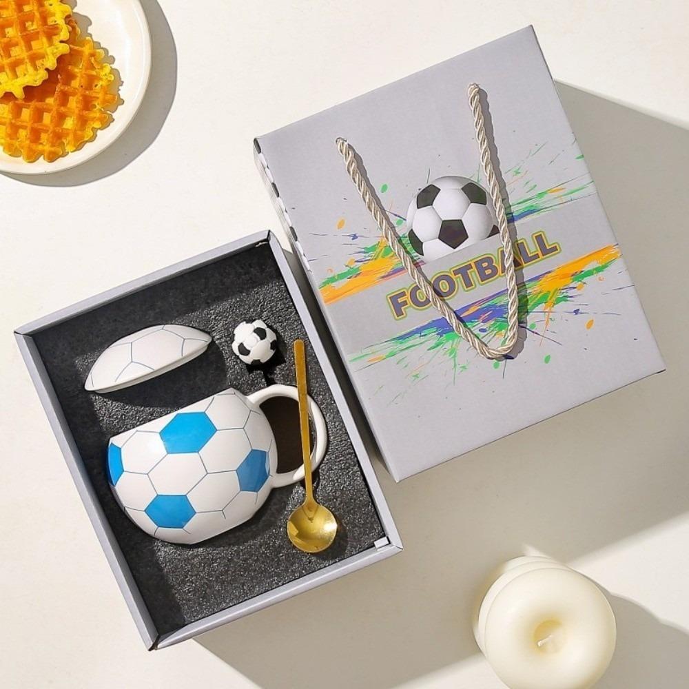 Creative World Cup Soccer Cup 400ml Ceramic Mug Drinkware Football Tea Cup Daily Drinking Blue 400ml