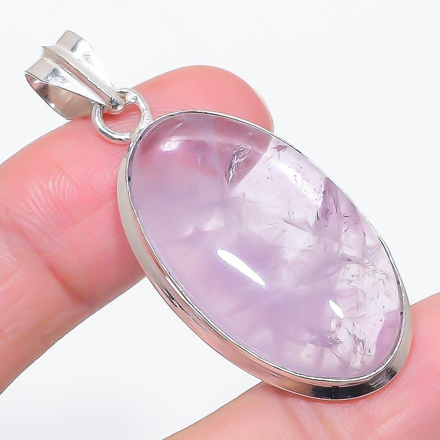 

Натуральный камень Розовый Кварц 925 Стерлинговое Серебро Ювелирная Подвеска 2.01 V3Z92