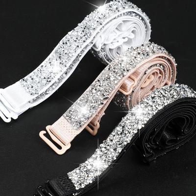 1Pair Elegant Rhinestone Shoulder Strap, Shiny Broken Diamond Shoulder Strap, Removable Decorative Shoulder Strap Female, Adjustable
