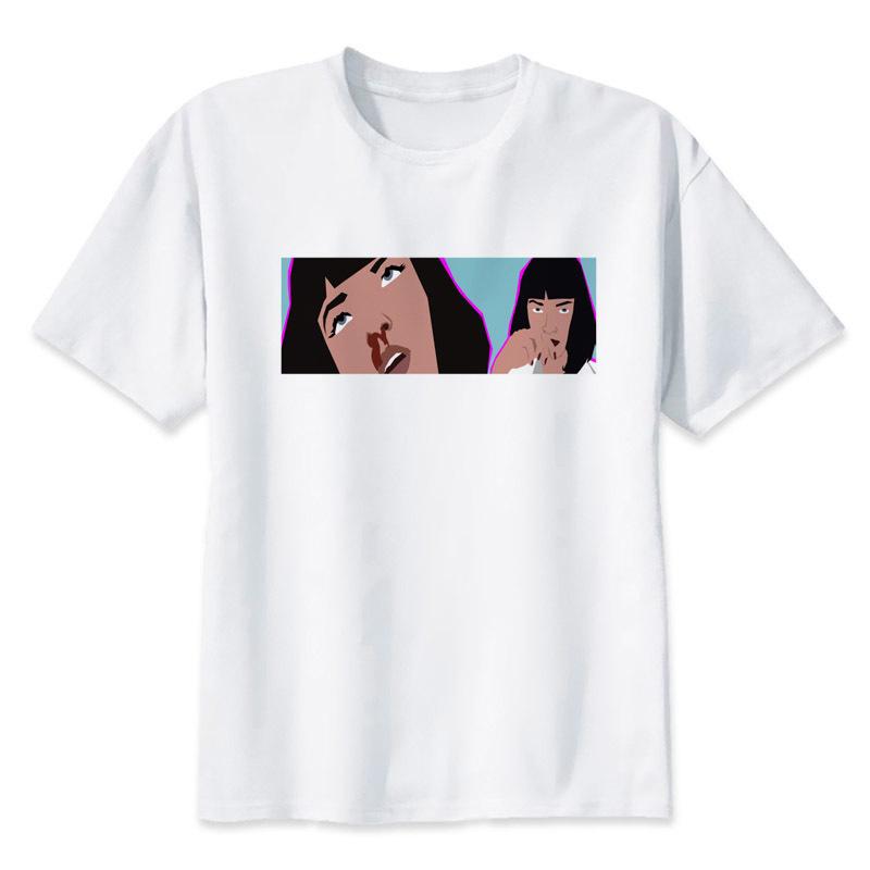 Pulp Fiction T-Shirt Mann Mia Wallace Bedrucktes T-Shirt Herren Kurzarm weißes T-Shirt lustiges Herren-Top T-Shirts