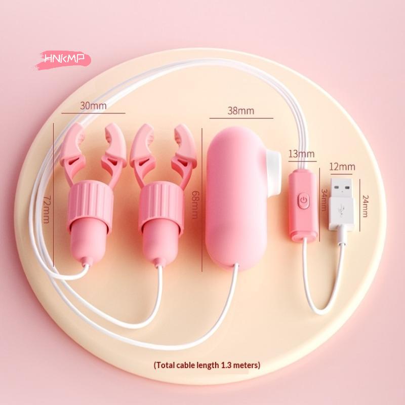 Women's Nipple Clamps Vibrator with Tongue Licking Strong Sucking Breast Massage Adult Vibrating Toy Female Masturbator