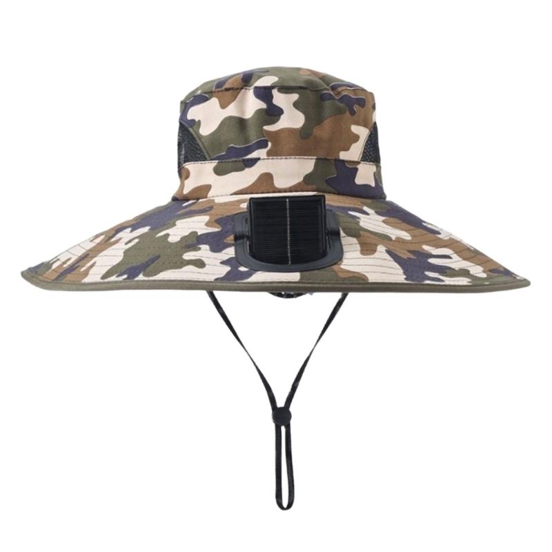 Solar Powered Cooling Hat With Solar Fan Adjustable Fan Breathable Neck Flap For Outdoor Fishing Camping Hiking