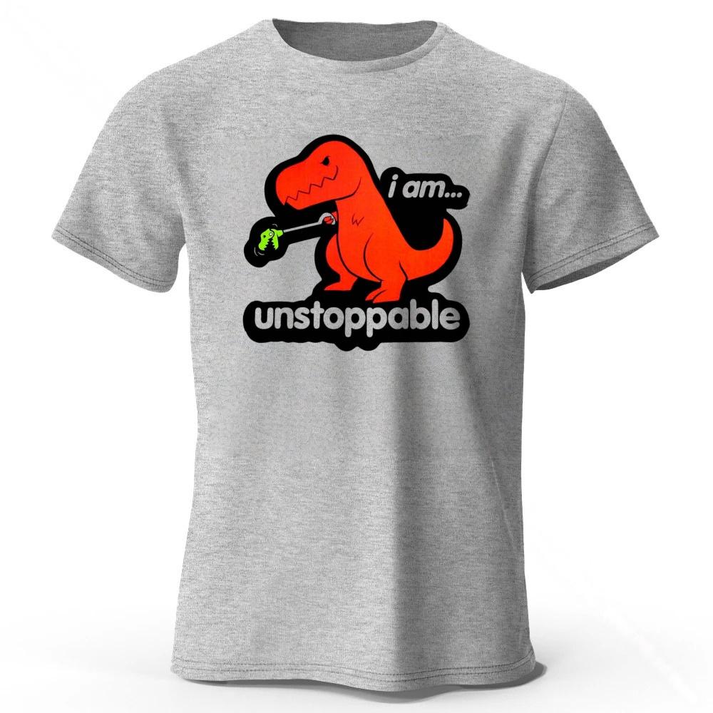 New Fun and Bizarre Tyrannosaurus Rex Pure Cotton Tshirt for MenWomen Loose Large Breathable Sports Short Sleeves Trendy Style