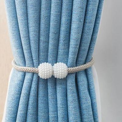 Magnetic Curtain Tiebacks Pearl Ball Curtain Binding Ropes Holders No Need To Install  Tie Back Buckle Curtain Decor Accessories