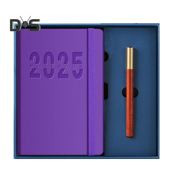 2025 Schedule Planner One Year Organization Monthly Weekly Pages Notebook with Elastic Rope Imitation Leather Cover Planner