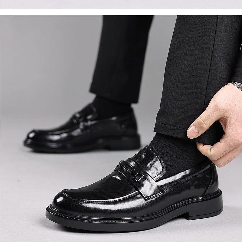 Men's Genuine Leather Cowhide Loafers - Formal Slip-on Shoes