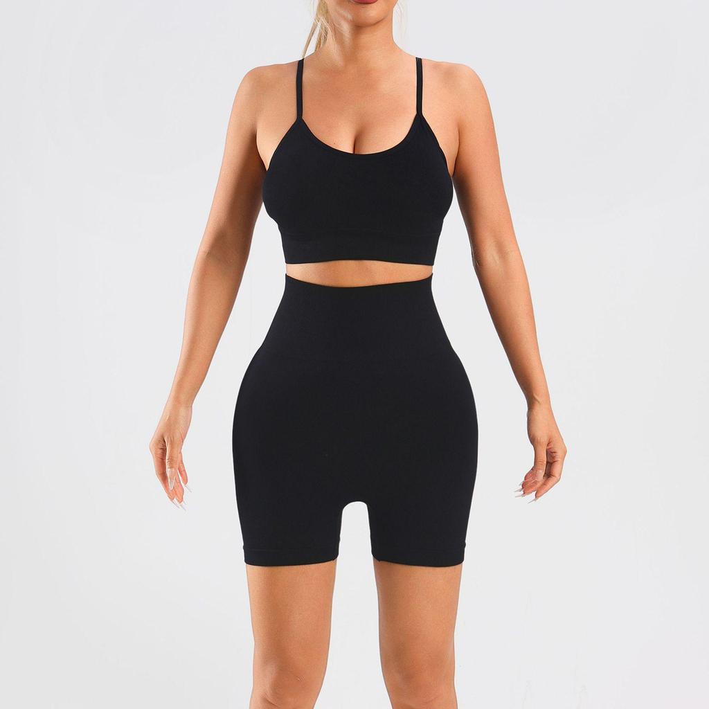 TK Sports Crop Top & High Waist Yoga Shorts Set