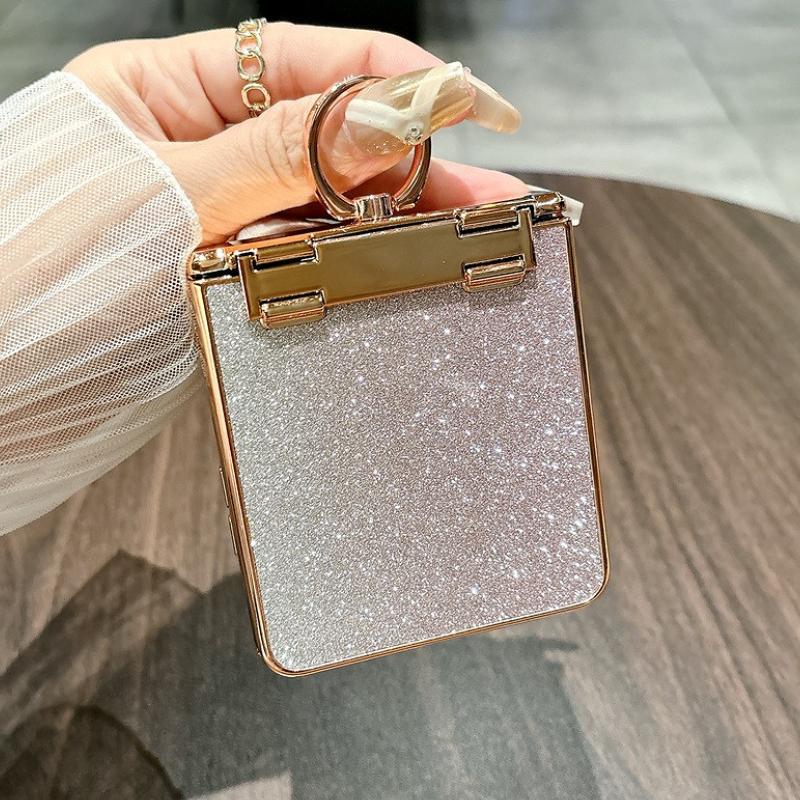 Star Goddess Glitter Diamond Ring Phone Case for Samsung Galaxy Z Flip 7 6 5 4 3 ZFlip7FE ZFlip6 5G Luxury 3-Piece Set Cover