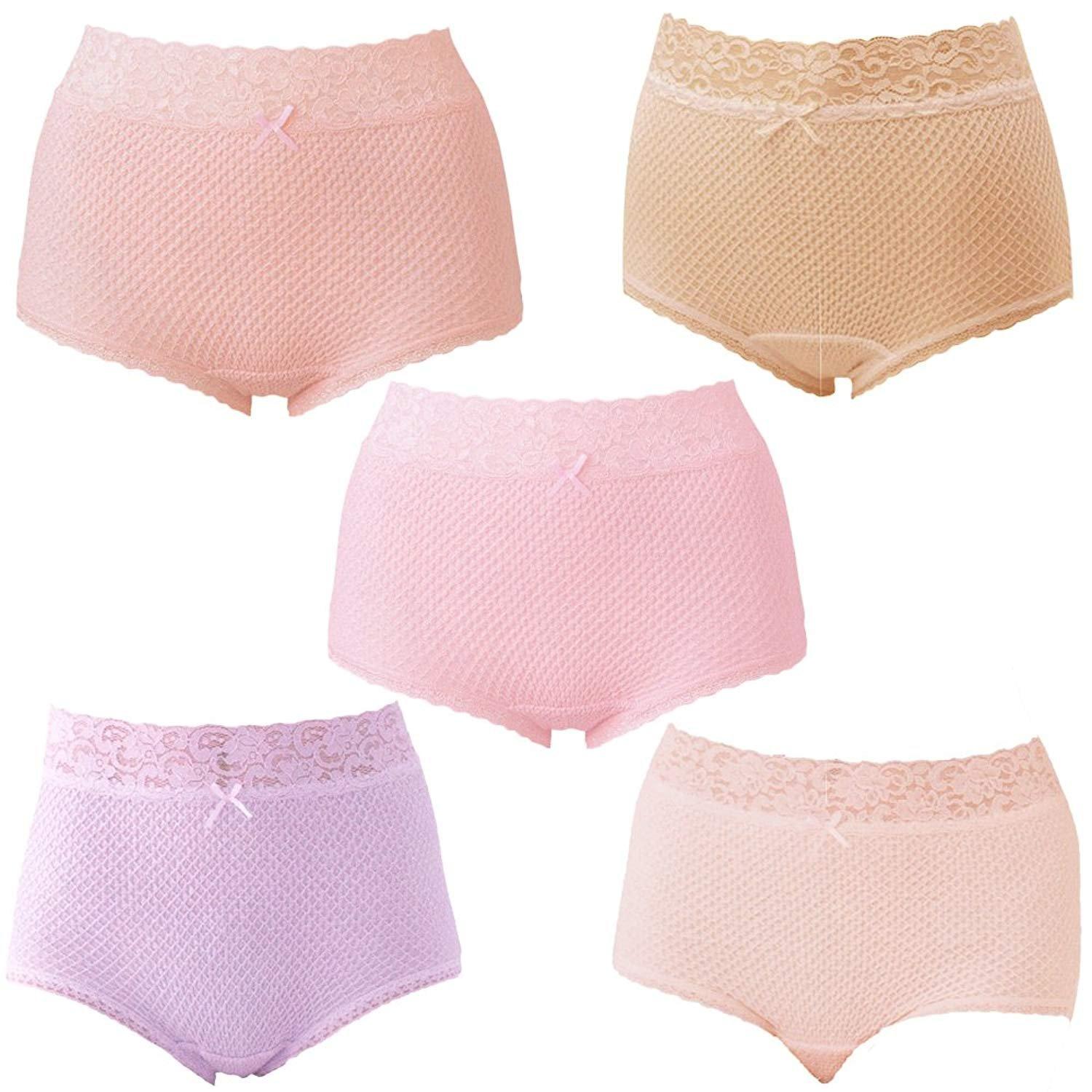 

Etoile 841 Pique Knit Waist Lace Lucky Panties, Assortment, 5-Pack (M) розовый