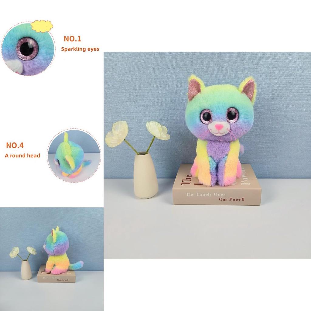 Cassidy Rainbow Cat Plush Toy Colorful And Soft Stuffed Animal For Kids' Birthdays