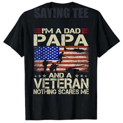 Im A Dad Papa and Veteran Funny Retro Dad Papa Grandpa TShirt for Women Unisex Fashion Usa Flag Graphic Outfit 4th of July Tees