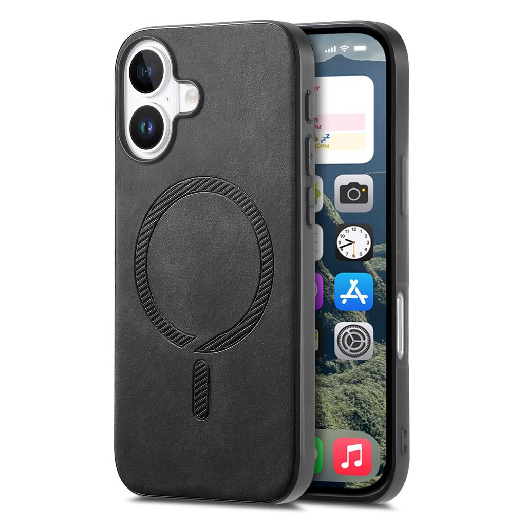 B1 For iPhone 16 Plus Leather Back Case Compatible with MagSafe Skin-Touch Phone Cover