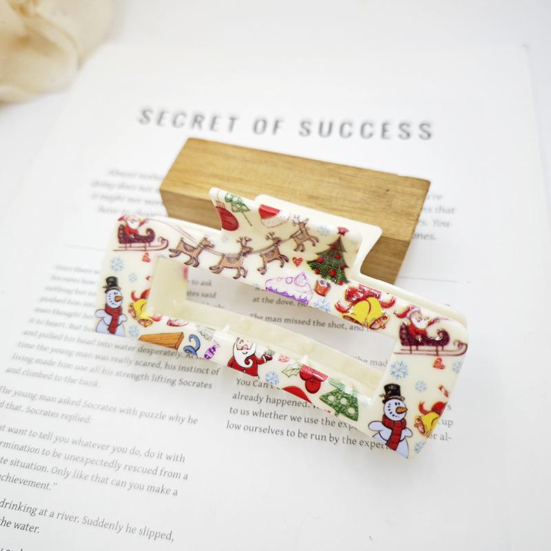 UV Printed Christmas Hair Clips - Stylish Updo Claw Clips for Women's Hair