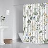 Waterproof Shower Curtain - Forest Green Plant & Flower Pattern, Digital Print, Ideal For Bathroom & Toilet Partitions