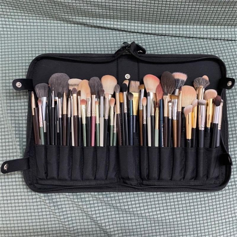 14/29 Holes Women's Cosmetic Brush Bag Travel Large Capacity Fashion Makeup Brushes Storage Fold Portable Beauty Tools Pouch